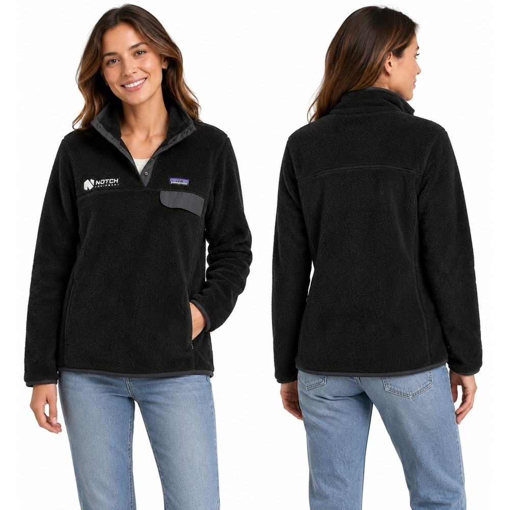 Patagonia Womens Black Re‎ Tool Snap T Fleece Size Large Pullover Sweater